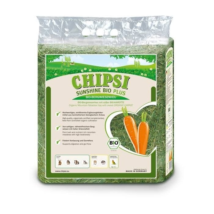 Päikesekuivatatud hein närilistele Chipsi Sunshine Bio porgandiga 