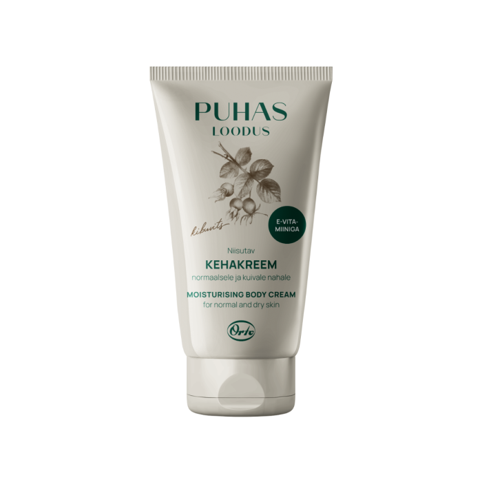 Orto Puhas Loodus niisutav ja pehmendav kehakreem Kibuvits / 150ml