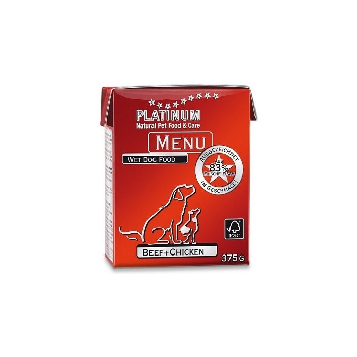 Platinum Menu märgtoit värske loomaliha ja kanaga / 375g