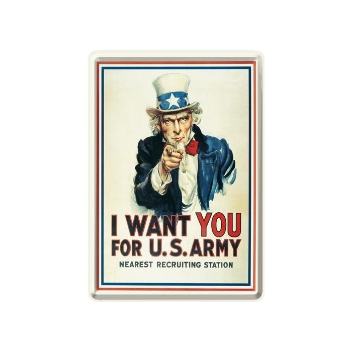 Postkaart metallist 10x14cm / I want you for US Army