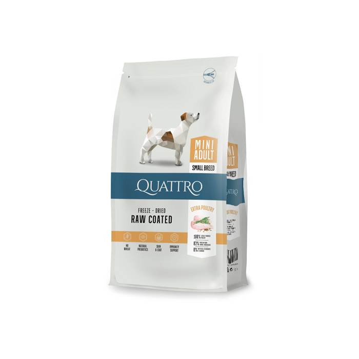 QUATTRO kuivtoit täiskasvanud väikest tõugu koertele linnulihaga 1.5kg