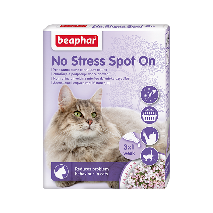 Beaphar No Stress Spot Cat pip N3 stressi ja rahutusevastased pipetid palderjaniga / kassile