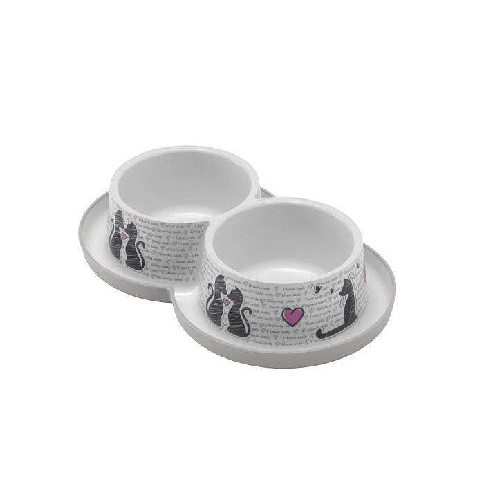 Kauss Double Trendy Dinner Cats in Love 2x350ml hall valge