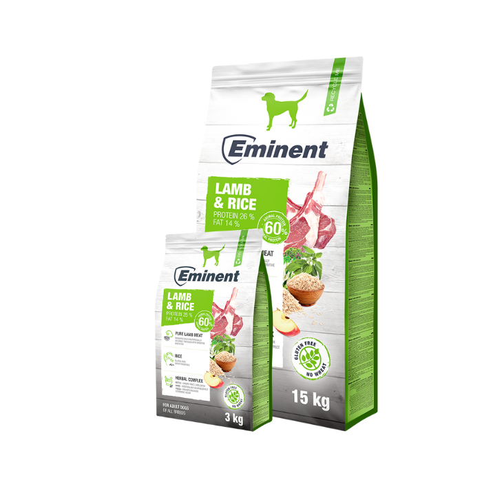 Eminent Lamb & Rice 26/14, linnuliha- ja nisugluteenivaba koeratoit/ 15kg