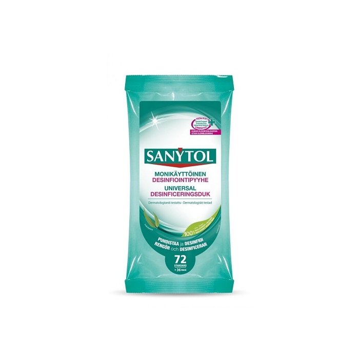 Sanytol niisutatud desinfitseerivad puhastuslapid / 72tk