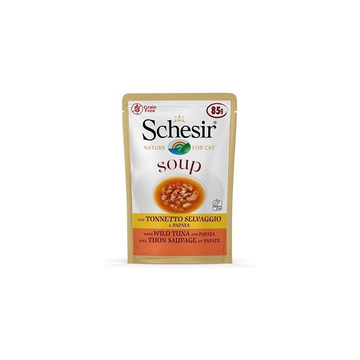 Schesir Cat Soup metsiku tuunikala + papaiaga kassidele / 85g