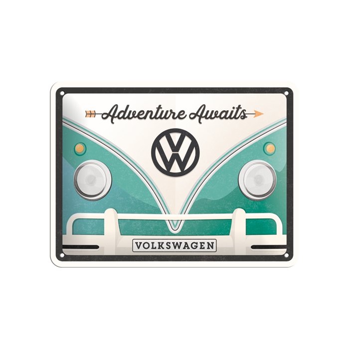 Metallplaat 15x20cm / VW Bulli Adventure Awaits