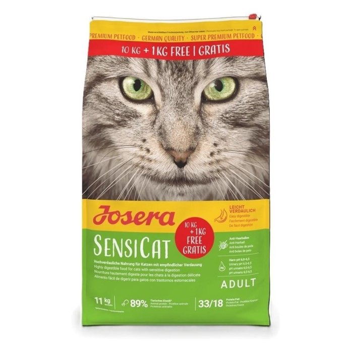 Josera_SensiCat_kassitoit_täiskasvanud_kassidele_11kg_1kg_free