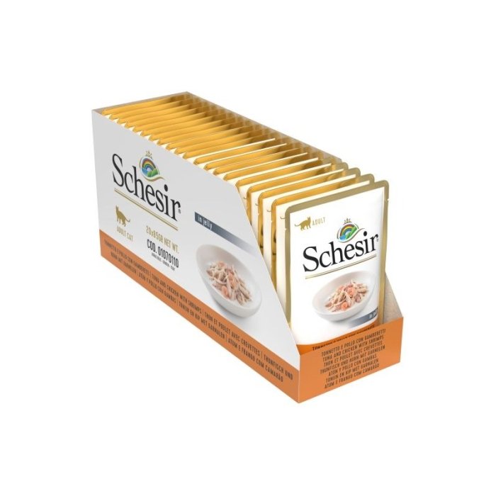 Schesir lisasööt kassidele tuunikala, kana ja krevettidega / 20x85g