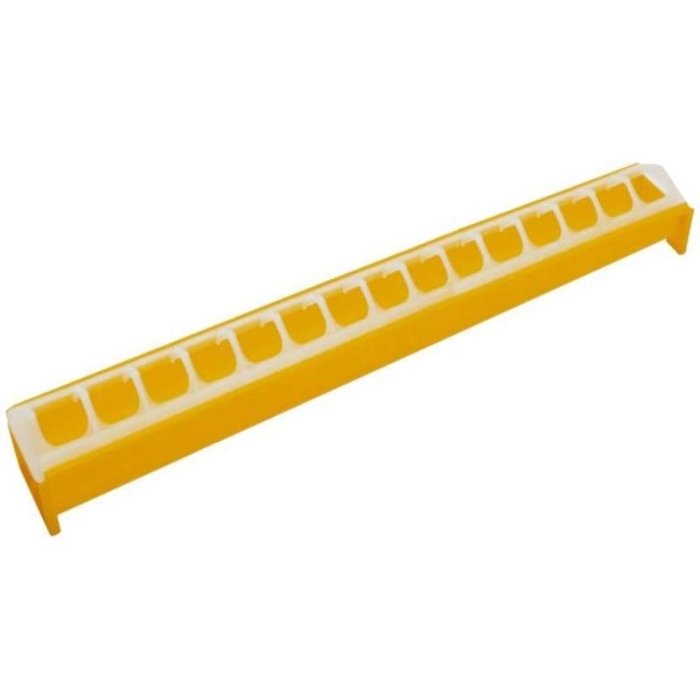 Söötur kodulindudele restiga / plastik / 50cm / kollane