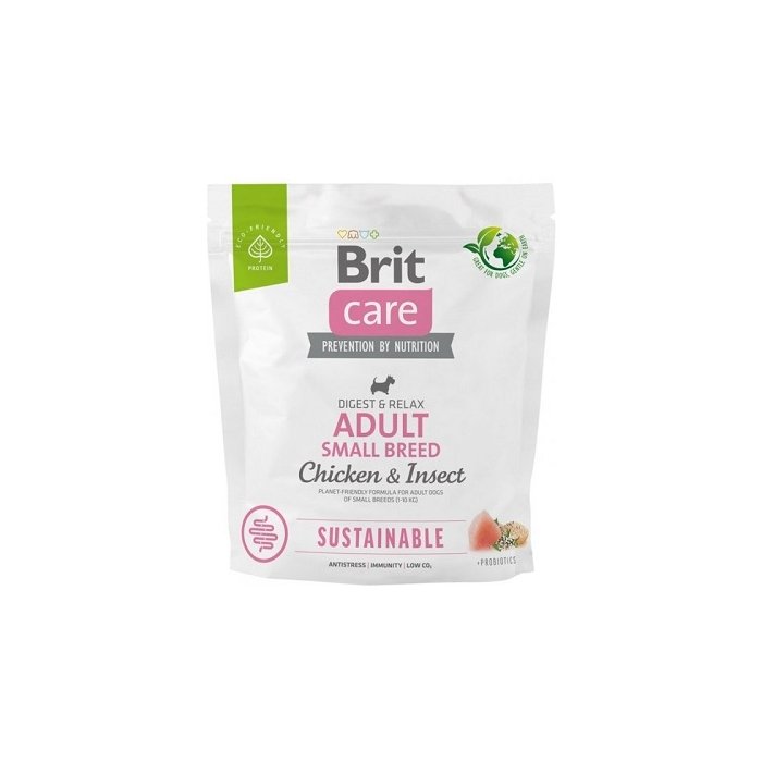 Brit Care Sustainable Adult Small Breed Chicken & Insect koeratoit  kana ja putukatega 1kg