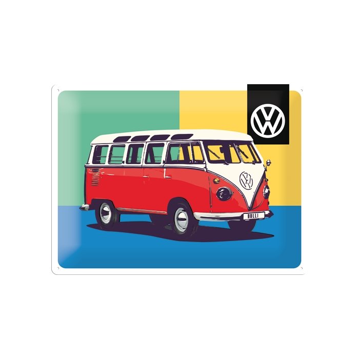 Metallplaat 30x40cm / VW Bulli Pop Art
