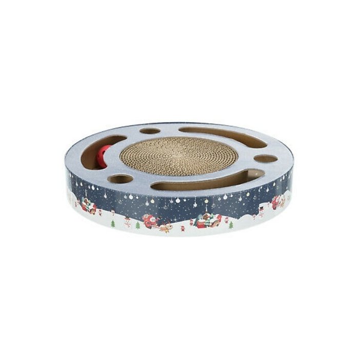 Mänguasi kassidele Xmas kraapimistrumm koos mänguasjadega, ø 33 × 5,5 cm