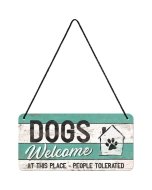 Metallplaat 10x20 cm / Dogs Welcome... / LM