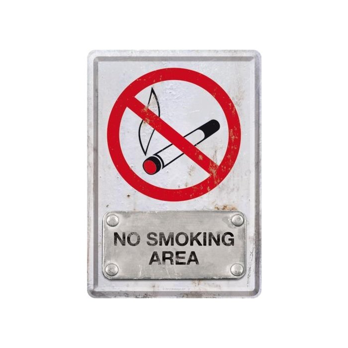 Postkaart metallist 10x14cm / No Smoking Area