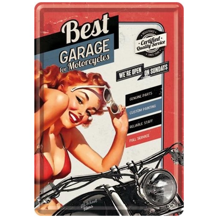 Postkaart metallist 10x14.5cm / Best Garage for Motorcycles