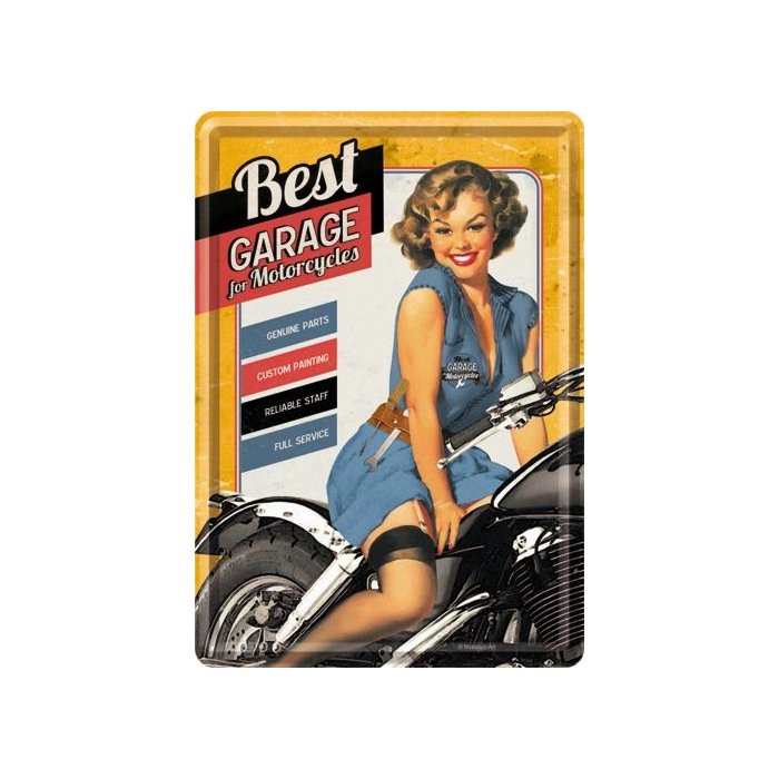 Postkaart metallist 10x14.5cm / Best Garage