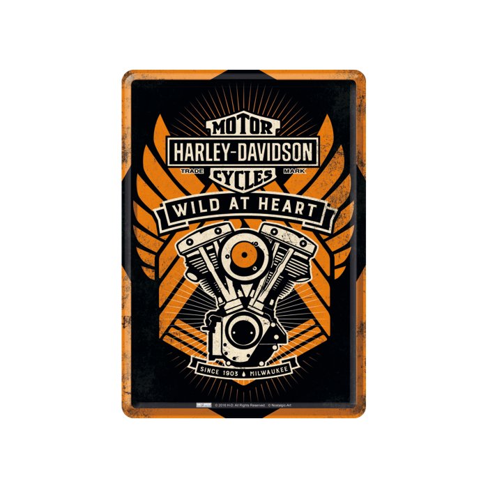 Postkaart metallist 10x14 cm / Harley-Davidson Wild at Heart