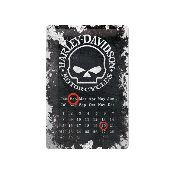 Retro stiilis kalender 20x30cm / Harley-Davidson Skull / KO
