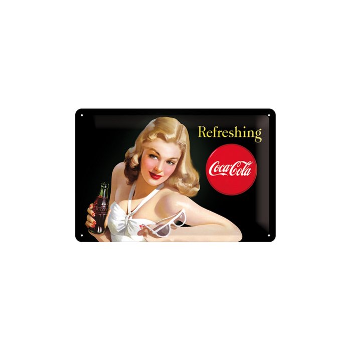 Metallplaat 20x30cm /  Coca-Cola Refreshing Naine / KO