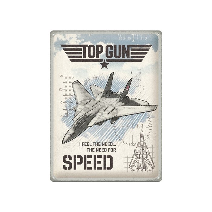Metallplaat 30x40cm / Top Gun - Jet