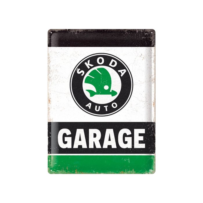 Metallplaat 30x40cm / Skoda - Garage Green