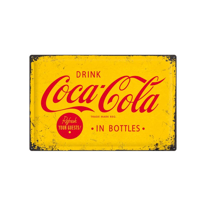 Metallplaat 40x60cm / Coca-Cola in bottles