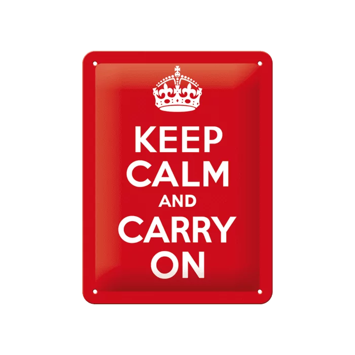 Metallplaat 15x20cm / Keep calm and carry on