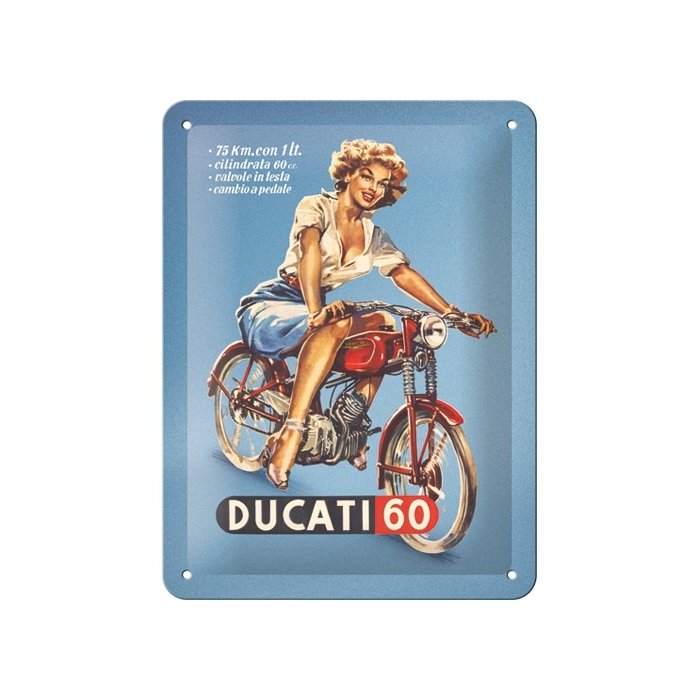 Metallplaat 15x20cm / Ducati - Cilindrata 60 Pin Up