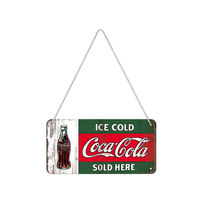 Metallplaat 10x20 cm / Coca-Cola Ice cold sold here / LM