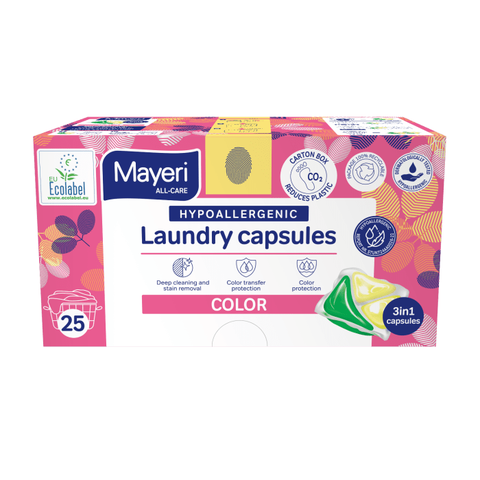 Pesugeelkapslid Color hüpoallergeenne Mayeri All-Care 25tk