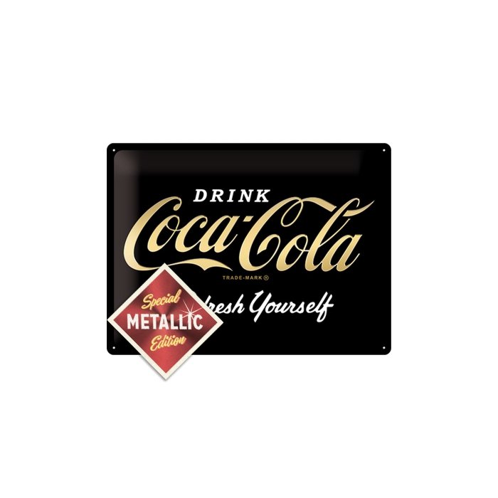 Metallplaat 30x40cm / Coca-Cola Refresh Yourself Metallic