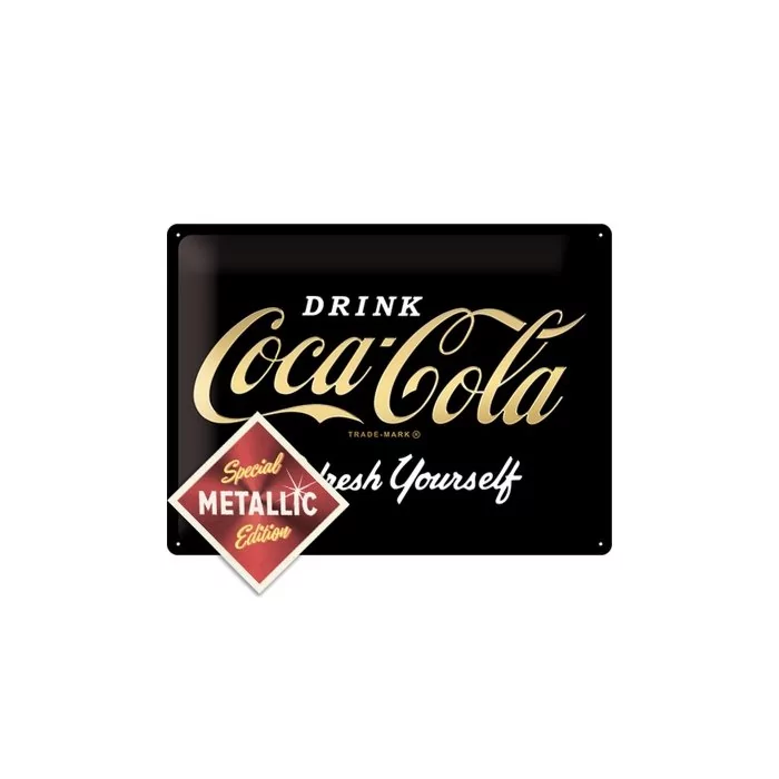 Metallplaat 30x40cm / Coca-Cola Refresh Yourself Metallic