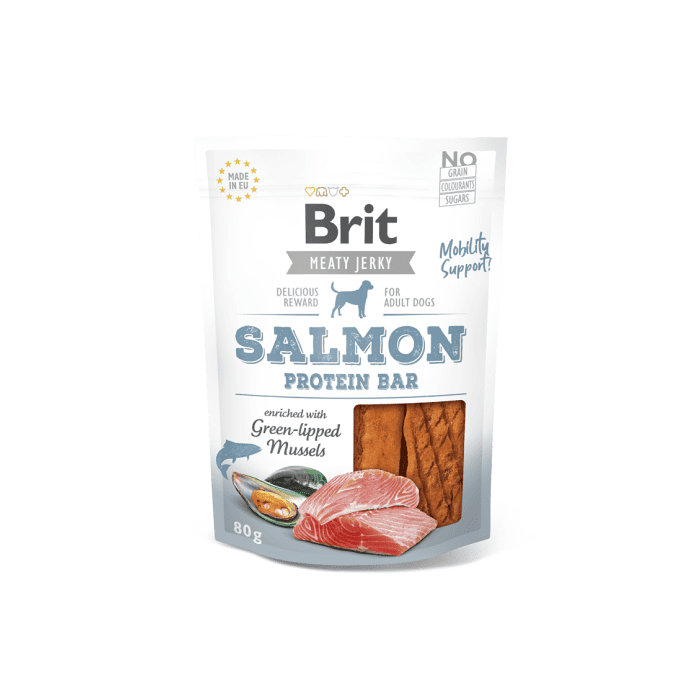 Brit Jerky Salmon Protein Bar Snack närimismaius koertele 80g