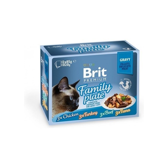 Brit Premium - Cat - Gravy Fillet - Chicken / Beef / Turkey / Tuna - 12 x 85g