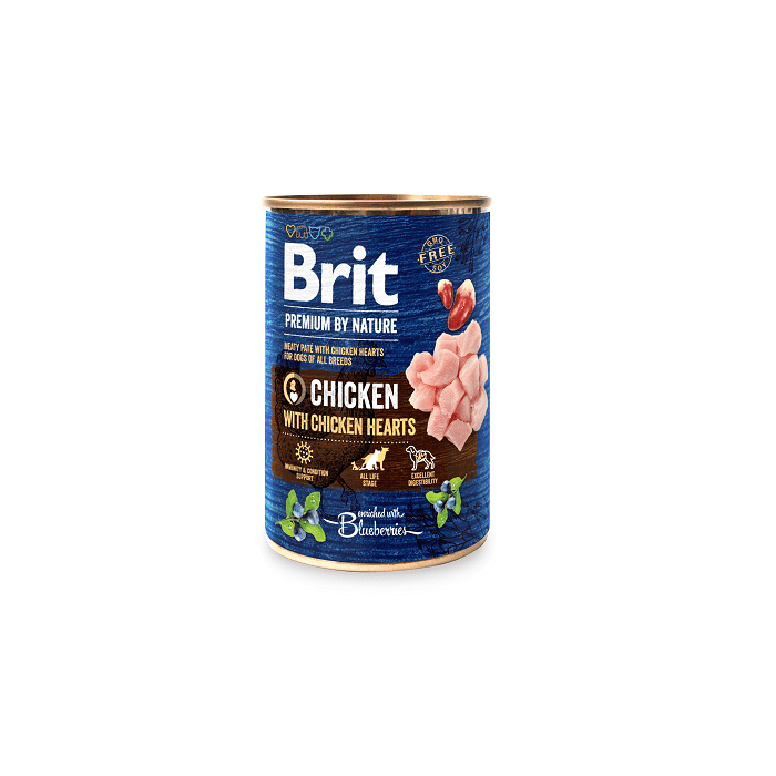 Brit Premium by Nature konserv Chicken with Hearts koertele 400g