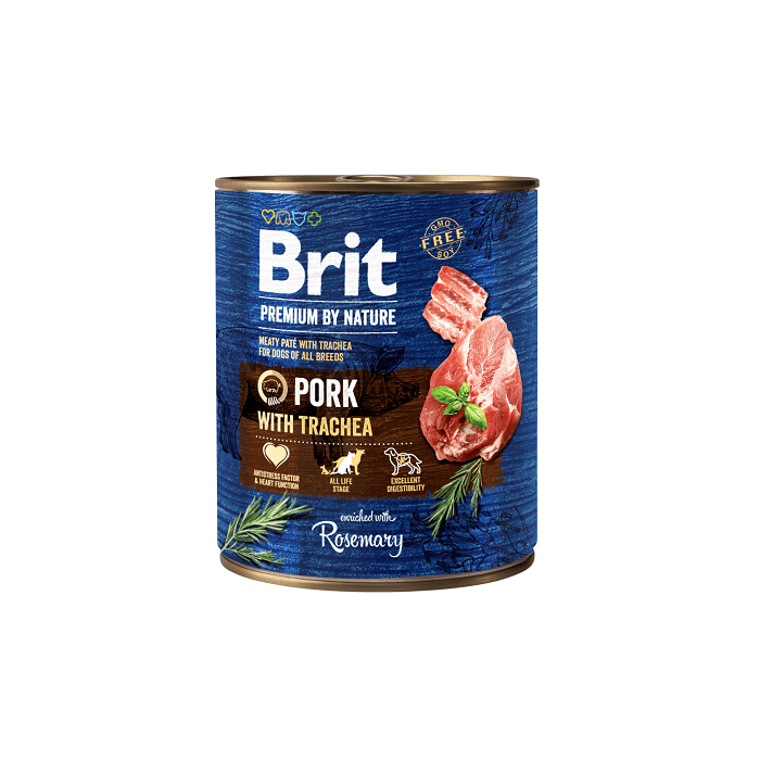 Brit Premium by Nature konserv Pork with Trachea koertele 800g