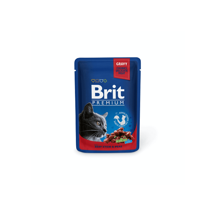Brit Premium Beef Stew & Peas einekotike kassidele loomalihahautise ja hernestega 100g