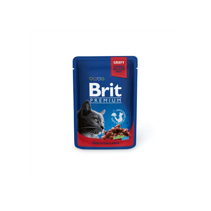 Brit Premium Beef Stew & Peas einekotike kassidele loomalihahautise ja hernestega 100g