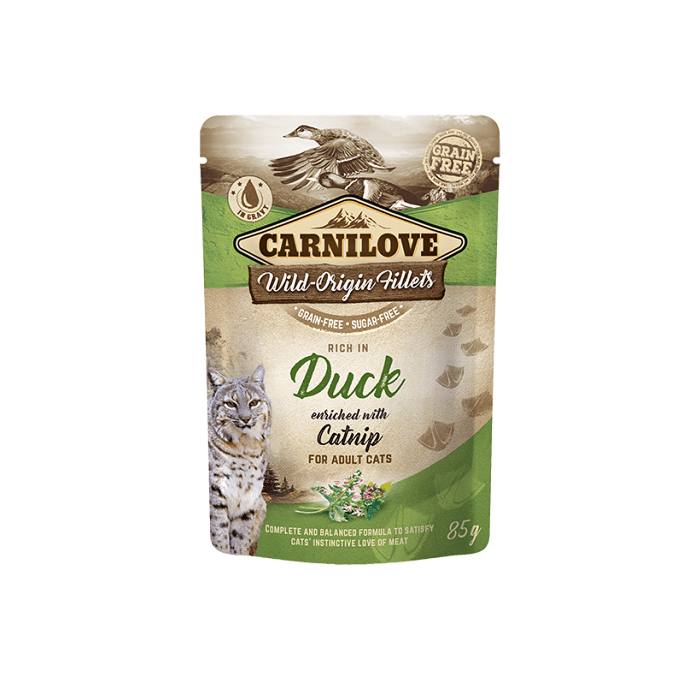 Carni Love Cat Pouch Duck with Catnip einekotike fileeritud pardiga kassidele 85g