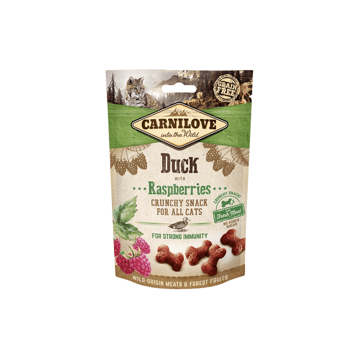 Carnilove Cat Snack Duck with raspberries / pardi ja vaarikatega närimismaiused kassile 50g