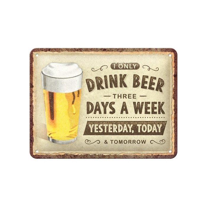 Metallplaat 15x20cm / Drink Beer Three Days