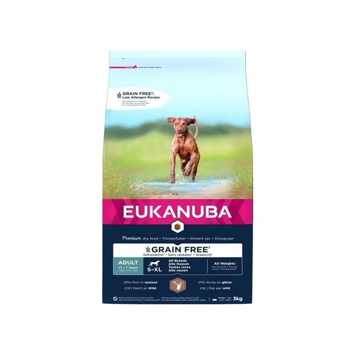 EUKANUBA Adult hirvelihaga kõikidele koertele teraviljavaba 3 kg