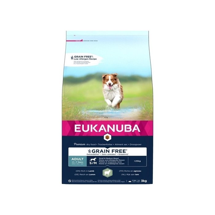 EUKANUBA Adult lambalihaga väikestele ja keskmistele koertele teraviljavaba 3 kg