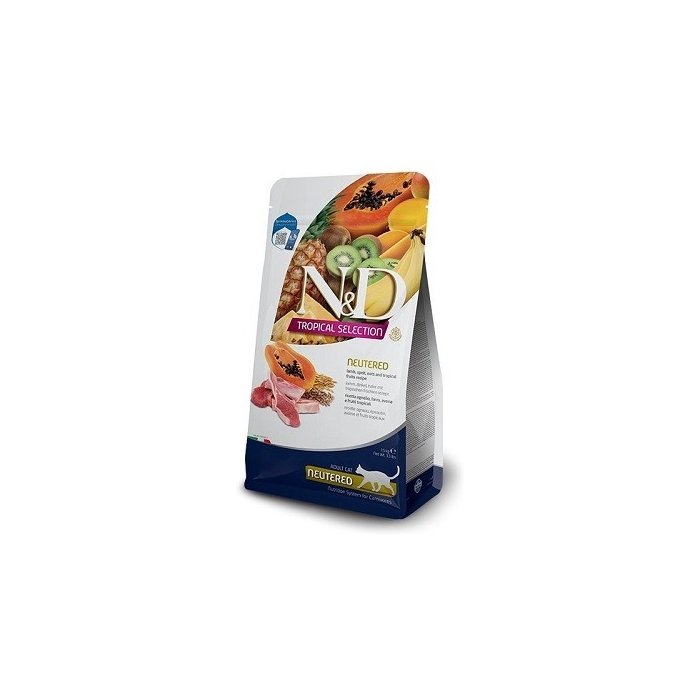 Farmina N&D Tropical Selection GMO ja teraviljavaba kassitoit lambaliha ja speltajahuga stereliseeritud & kastreeritud kassidele / 300g
