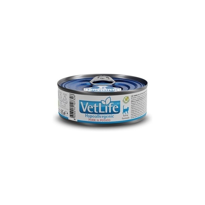 Farmina VetLife Feline Hypoallergenic Pork & Potato konserv kassidele / 85g