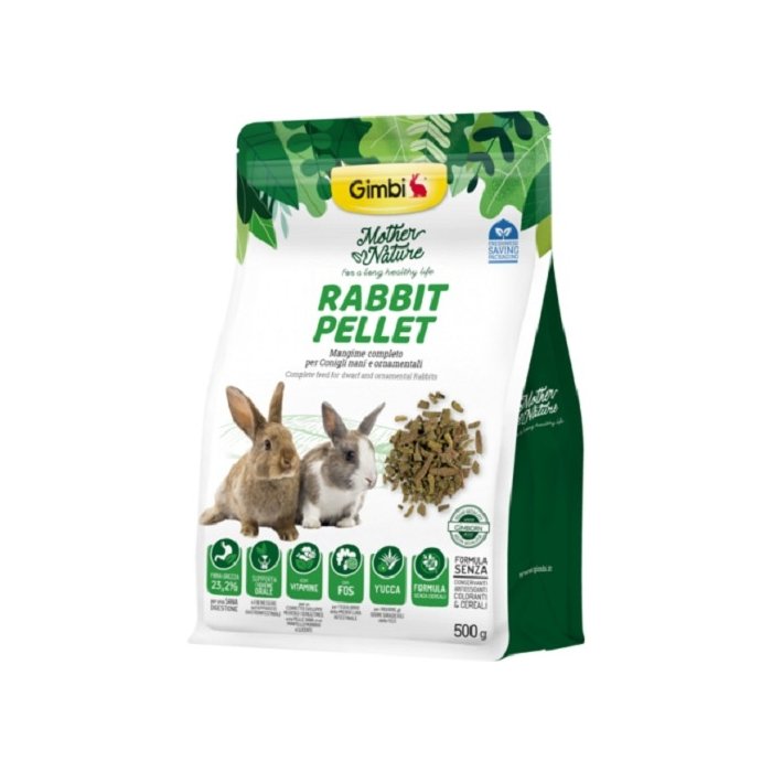 Kvaliteetne täistoit kääbus- ja dekoratiivküülikutele Gimbi Mother Nature / 500g