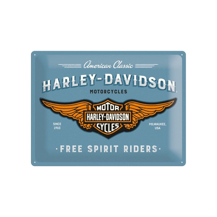 Metallplaat 30x40cm / Harley-Davidson logo sinine