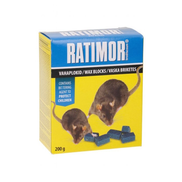 Hiire- ja rotimürk Ratimor vahaplokid / 200g