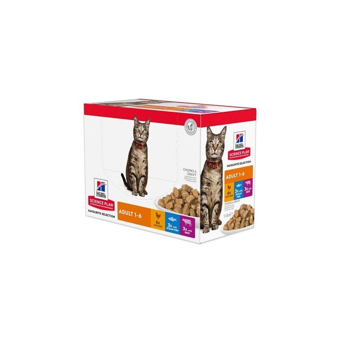 Hill´s SP Feline Adult Chicken, Beef & Fish kassikonserv /12x 85g 